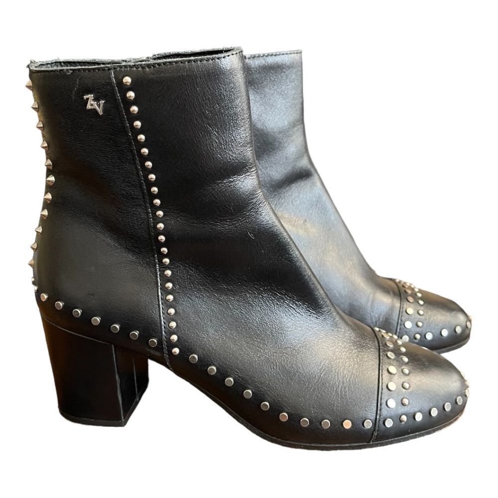Zadig & Voltaire Black Leather Studded Ankle Boots